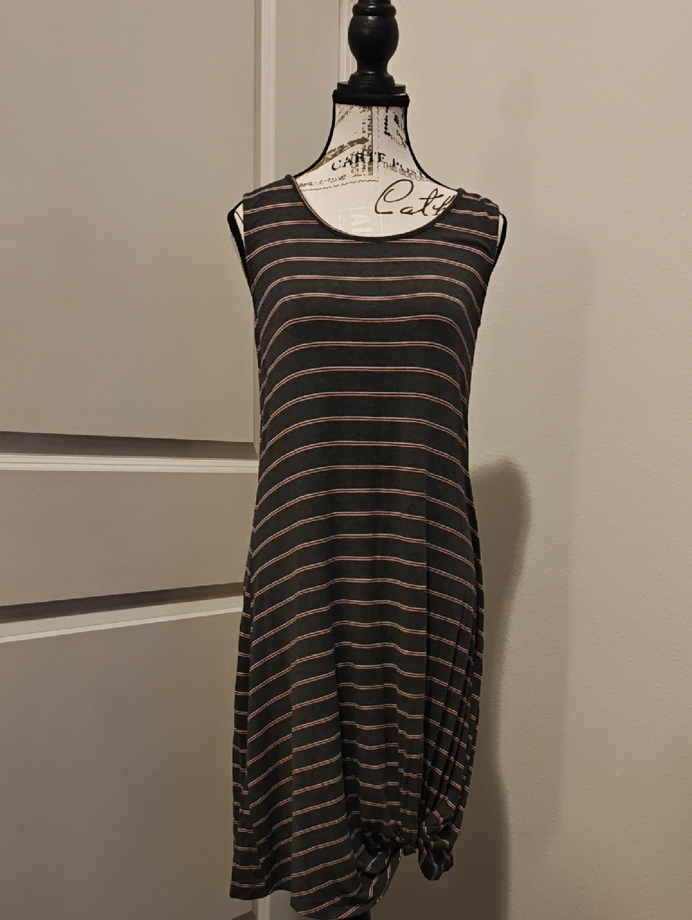 Maurices Gray and Pink Striped Knit Tank
